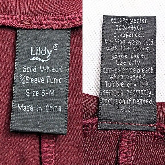 Matching Set LILDY Tunic & Leggings Burgundy Floral Super Soft Size S-M - Picture 3 of 6